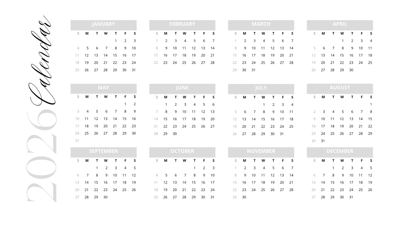 Page 4 Mod les De Calendrier 2026 Gratuits Imprimer Et Remplir Canva