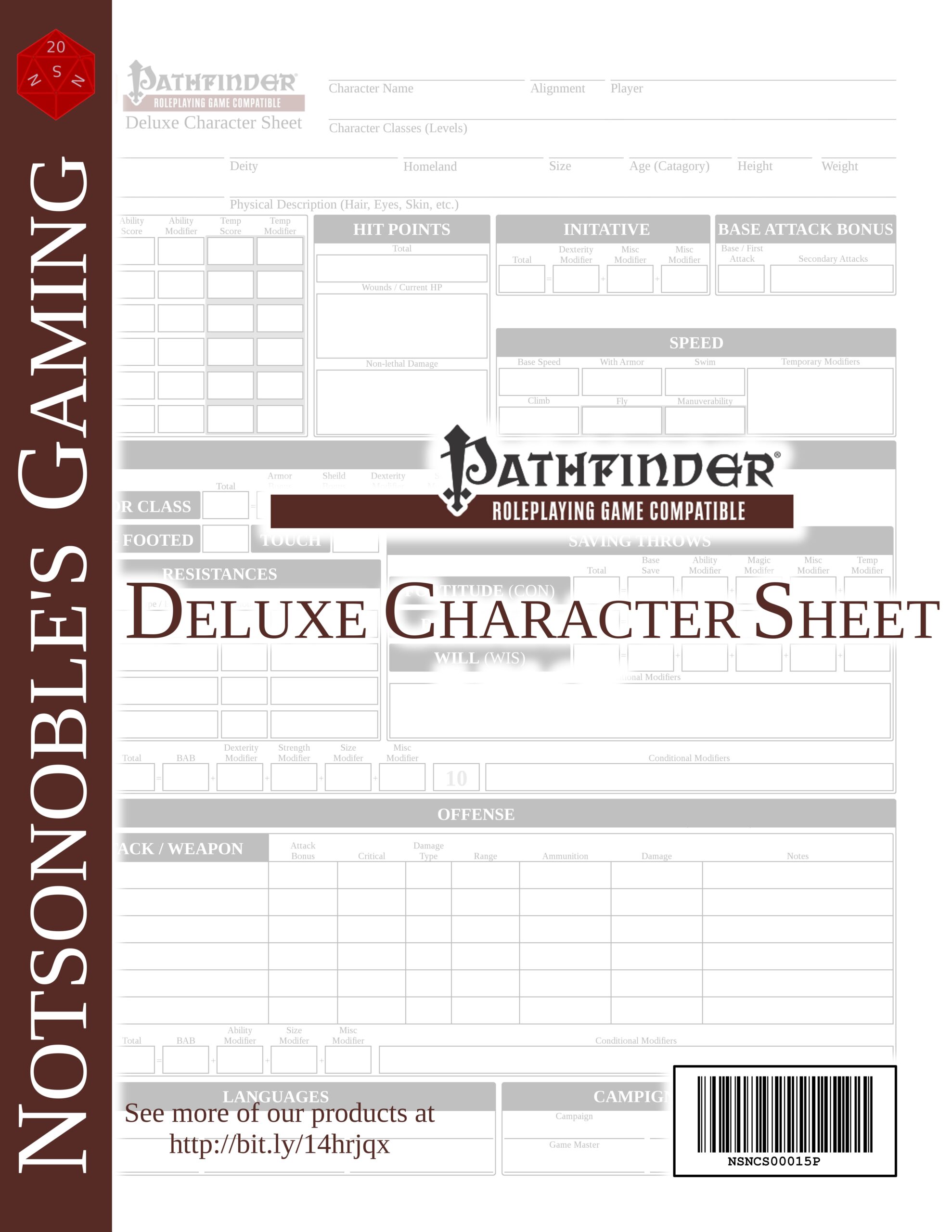 Printable Pathfinder Npc Character Sheet Printable Pathfinder Npc Character Sheet