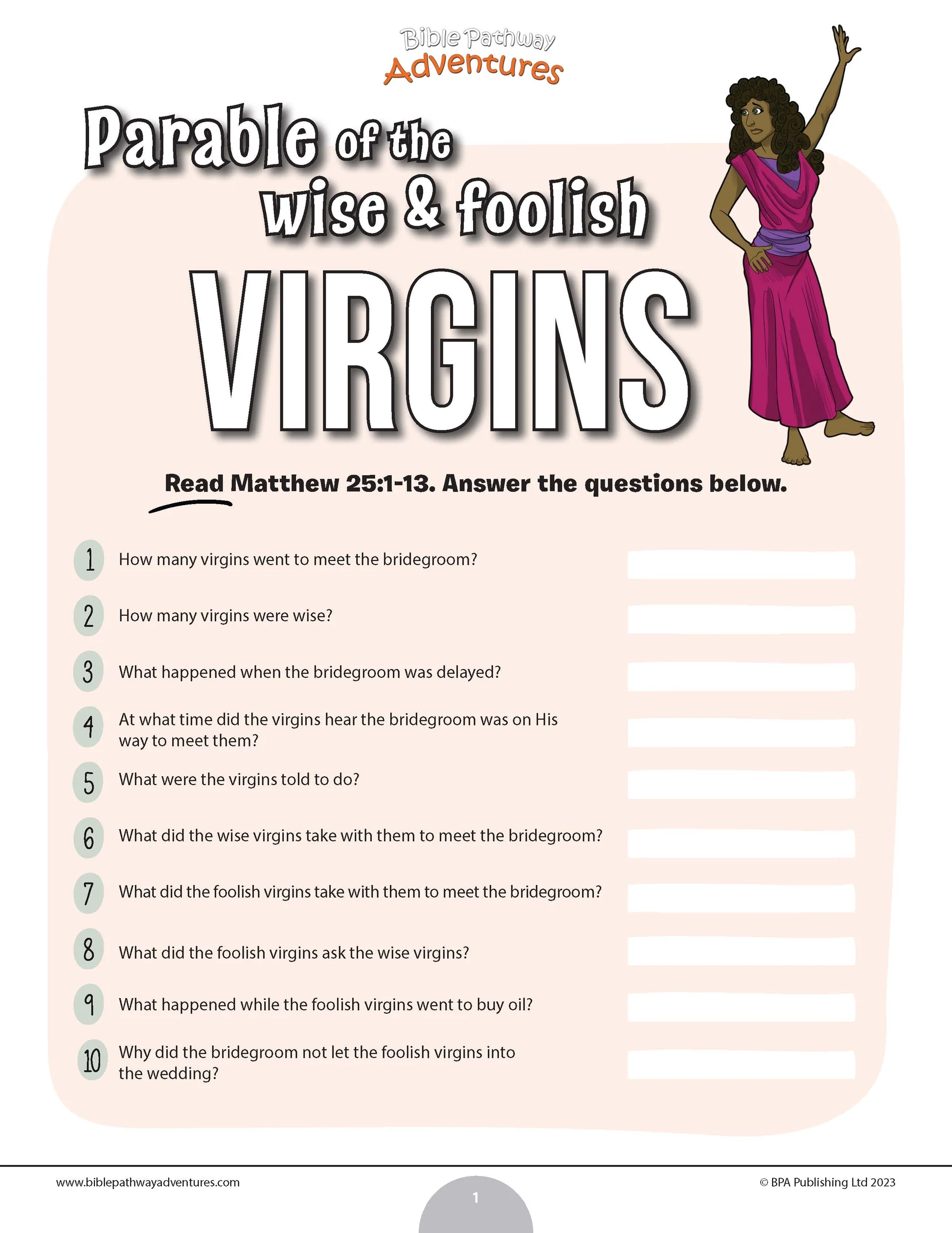 Parable Of The Wise And Foolish Virgins Quiz PDF Bible Pathway Adventures