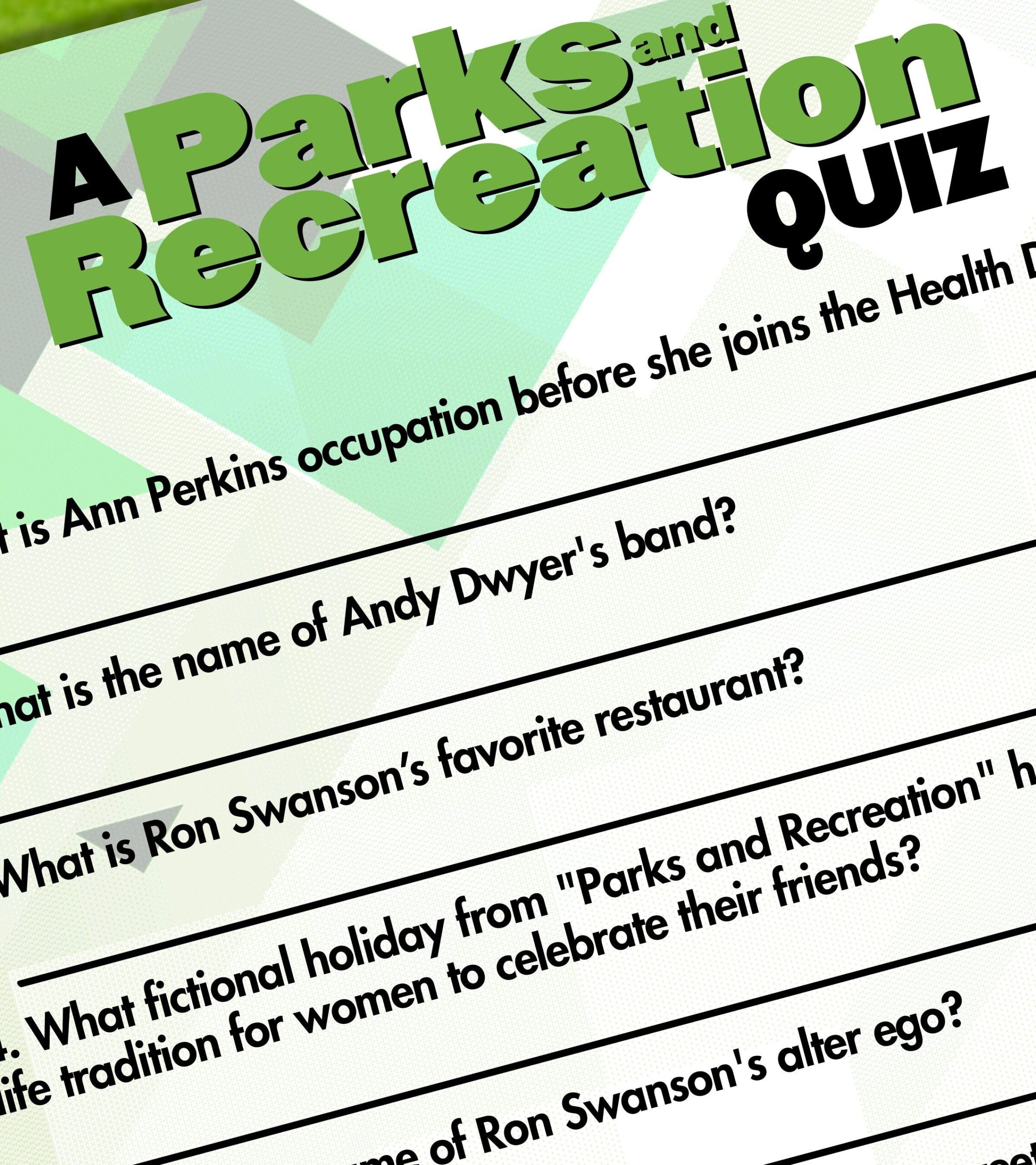Parks And Rec Printable Trivia Questions