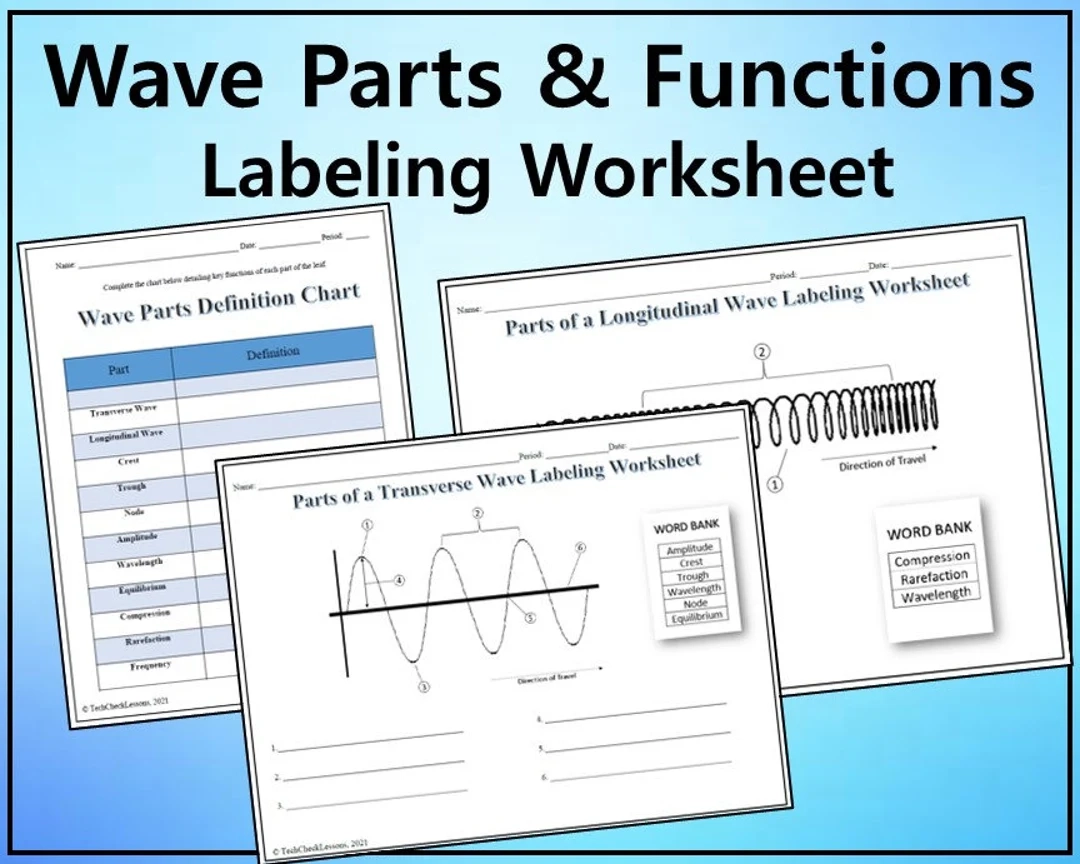 Parts Of A Wave Labeling Worksheet Science Editable DIGITAL DOWNLOAD Etsy