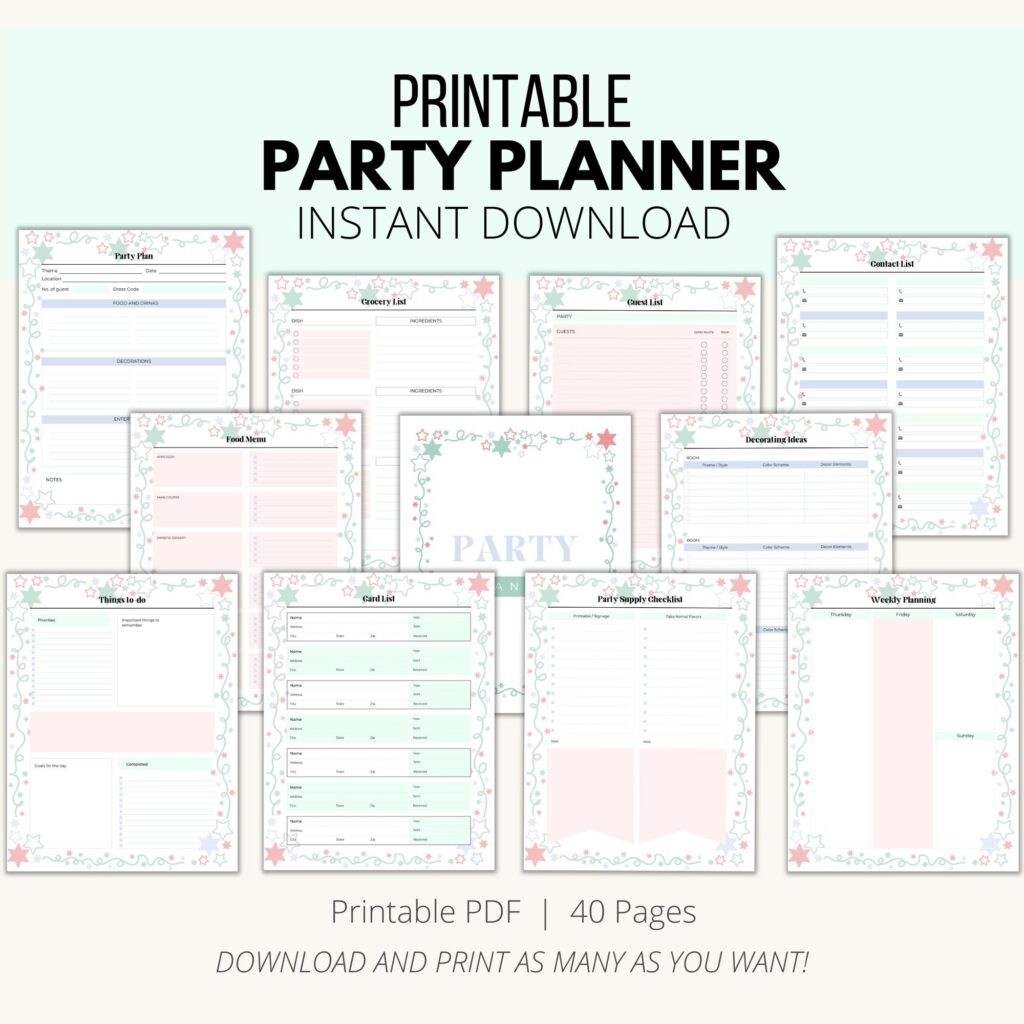 Party Planner Printable Instant Download PDF Add A Little Adventure