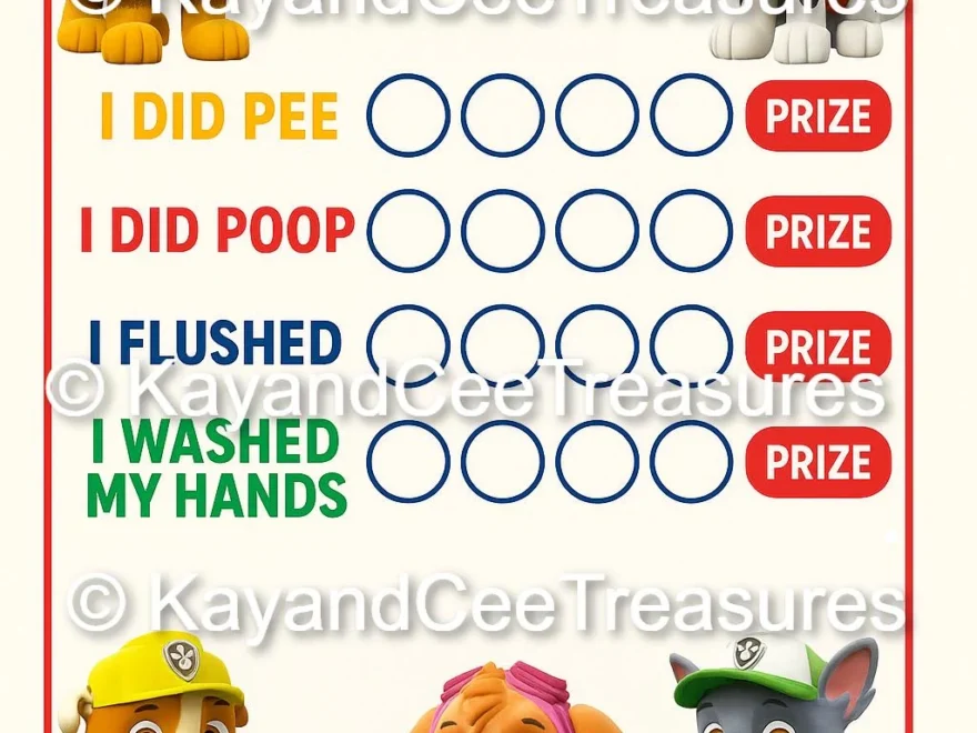 Paw Patrol Potty Training Prize Chart For Toddlers Etsy