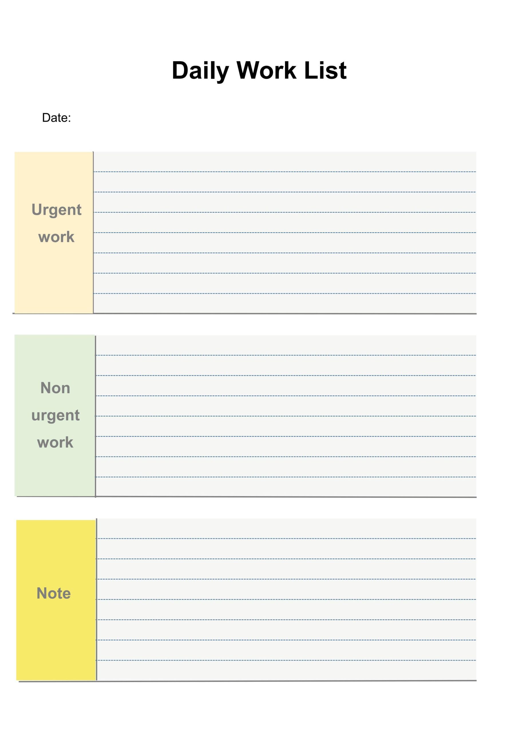 Daily Work List Printable