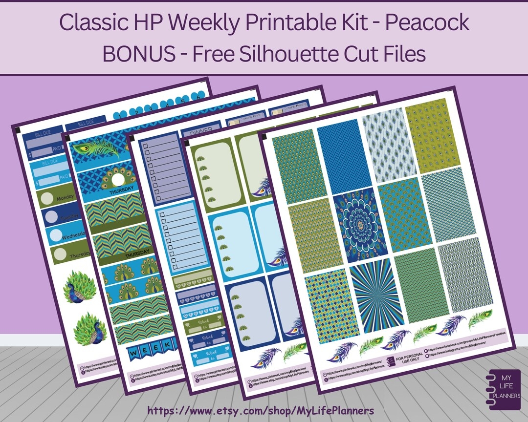 Peacock Planner Stickers Classic Happy Planner Printable PDF Silhouette Etsy