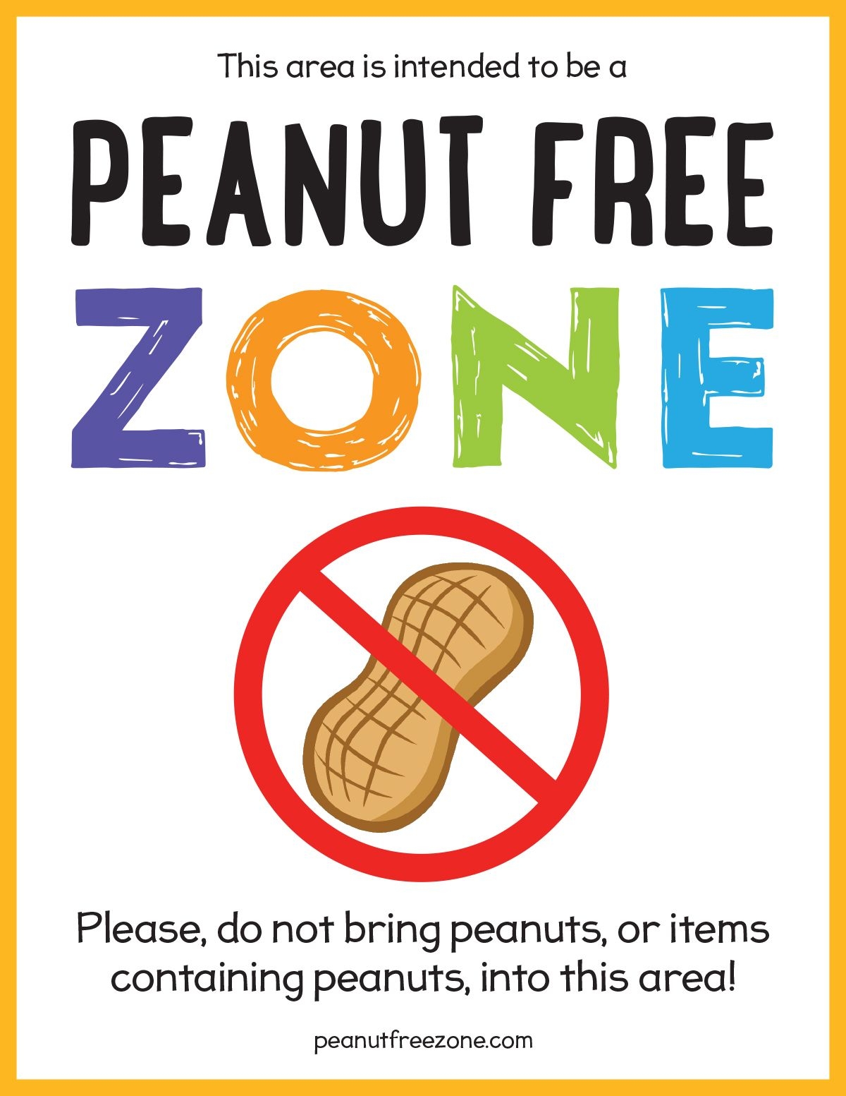 Peanut Free Sign Printable