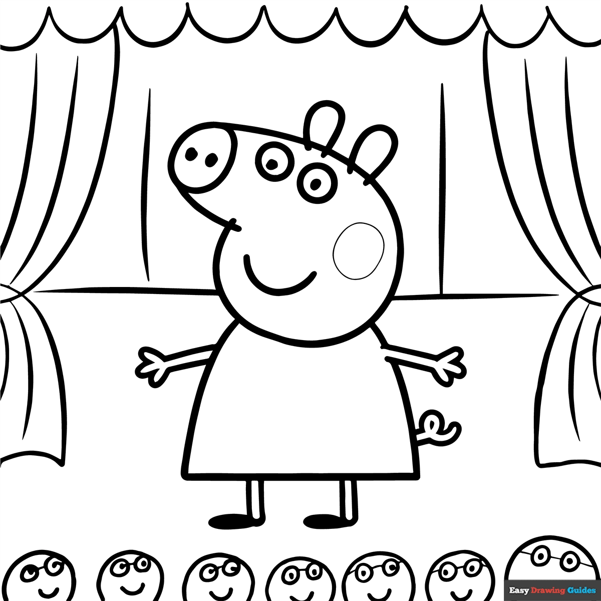 Peppa Pig At The Theatre Coloring Page Easy Drawing Guides