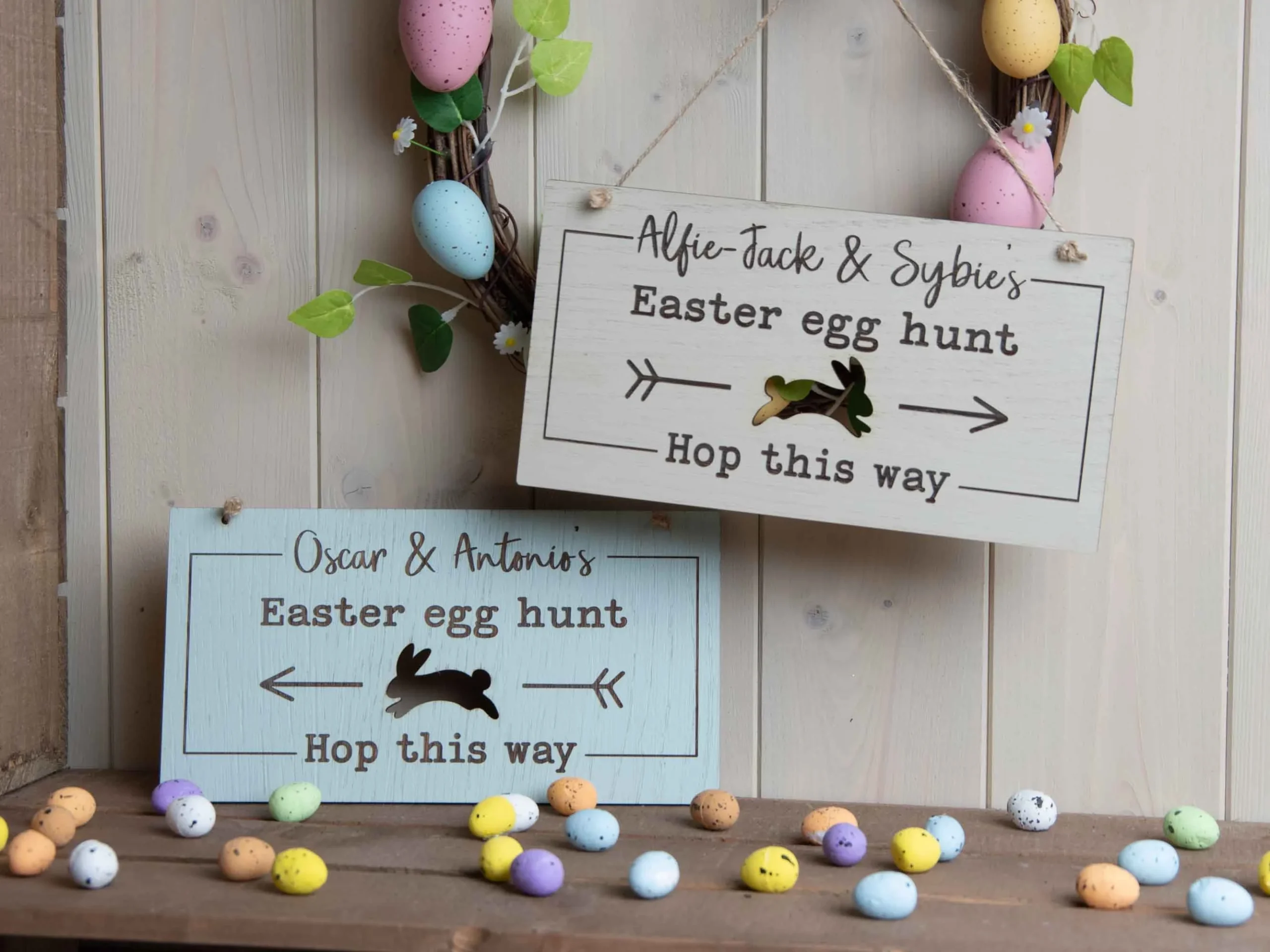 Personalised Easter Egg Hunt Sign Easter Trail This Way Sign Easter Party D cor Hop This Way Kids Easter Gift Etsy