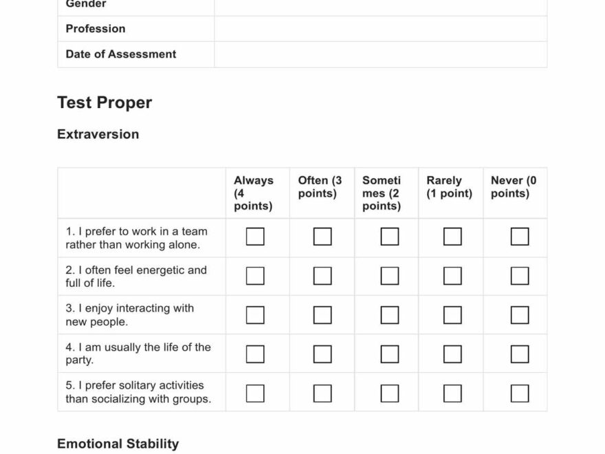 Personality Questionnaire