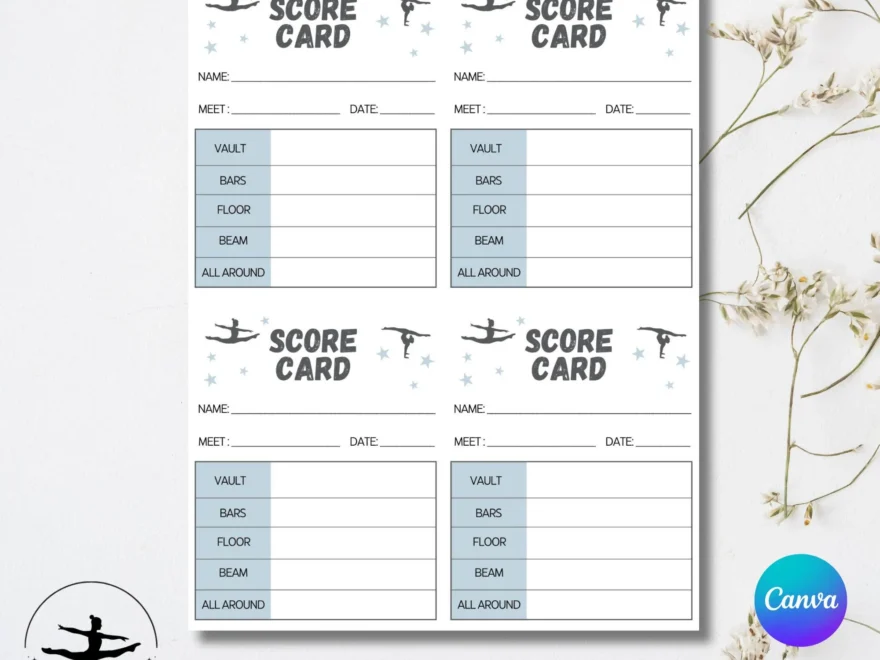 Personalized Gymnastics Score Cards Editable Canva Template Etsy