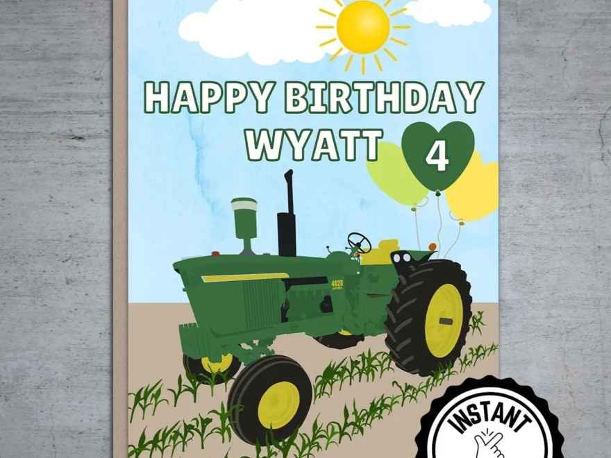 Personalized John Deere Birthday Printable Card LJChicBoutique