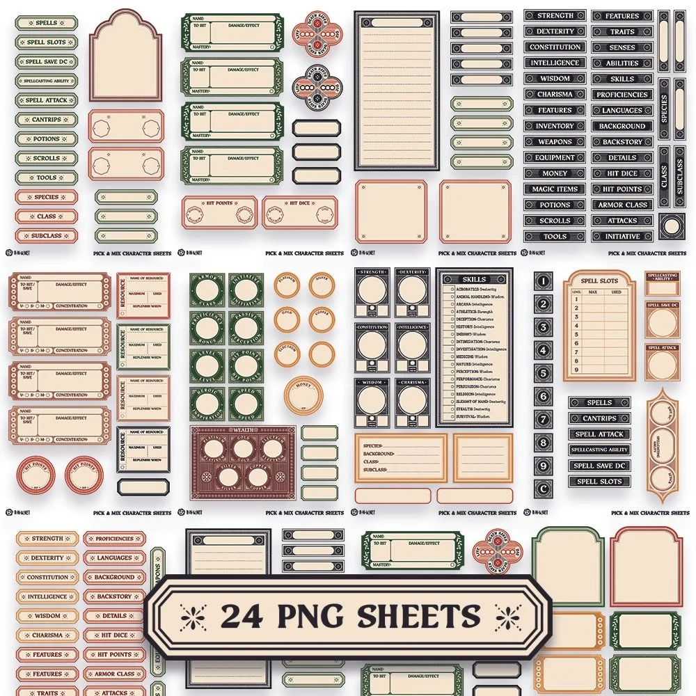 Pick Mix Digital Character Sheet Kit R n w