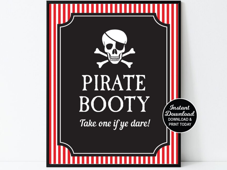 Pirate Birthday Favor Sign Pirate Booty Sign Pirate Birthday Decoration Pirate Favors Printable Sign Etsy