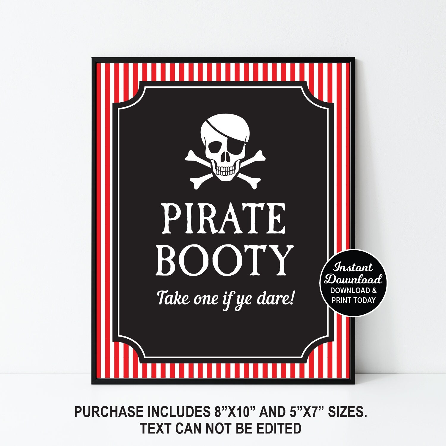 Pirate Birthday Favor Sign Pirate Booty Sign Pirate Birthday Decoration Pirate Favors Printable Sign Etsy