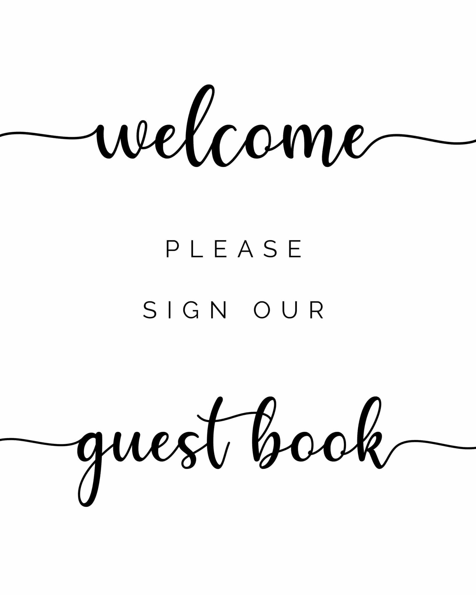 Sign Our Guestbook Free Printable