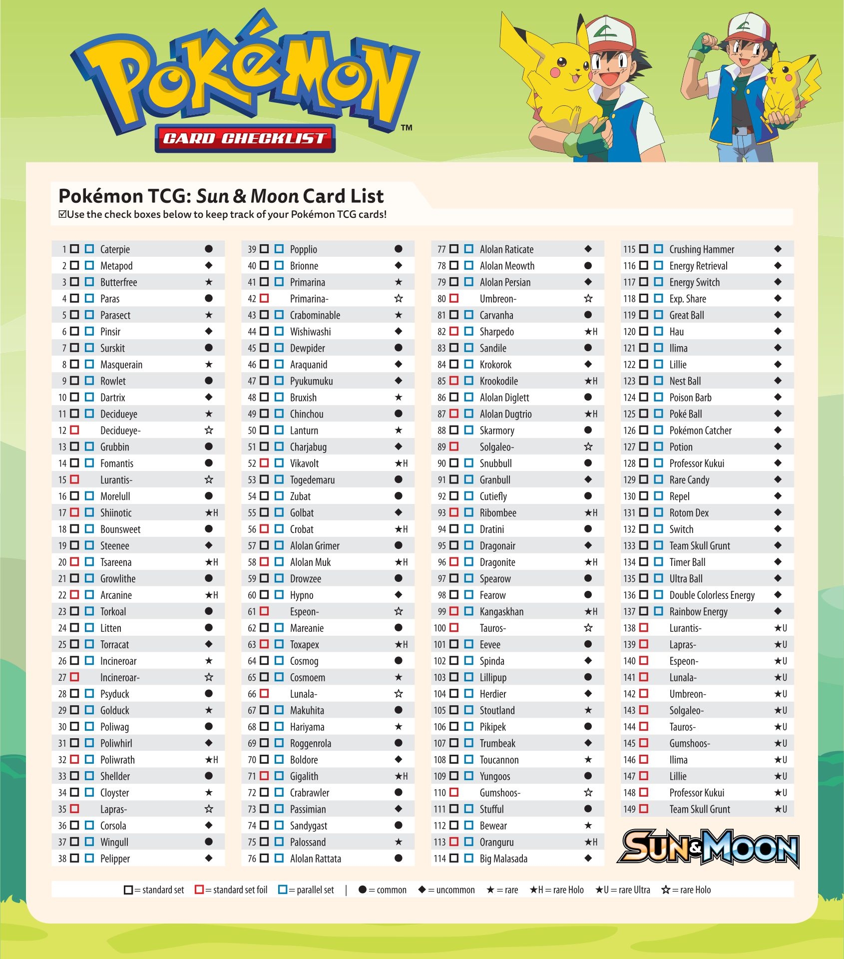 Printable Pokemon First Gen List