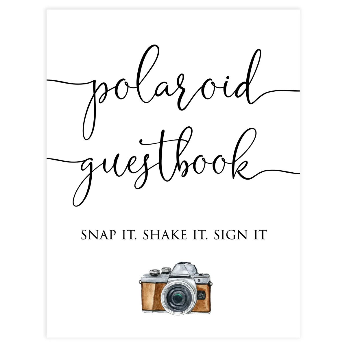 Polaroid Guestbook Table Sign Printable Minimalist Bridal Shower OhHappyPrintables