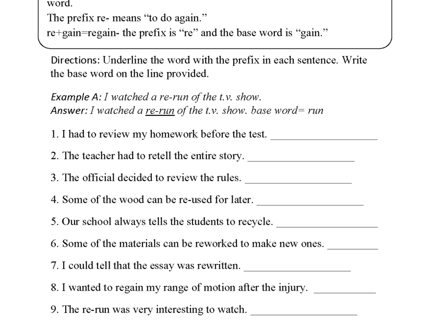 Prefixes Worksheets Free Printable Prefix Practice