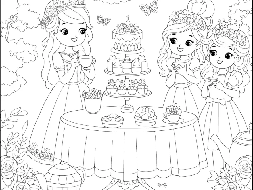 Princess In The Garden Party Coloring Page