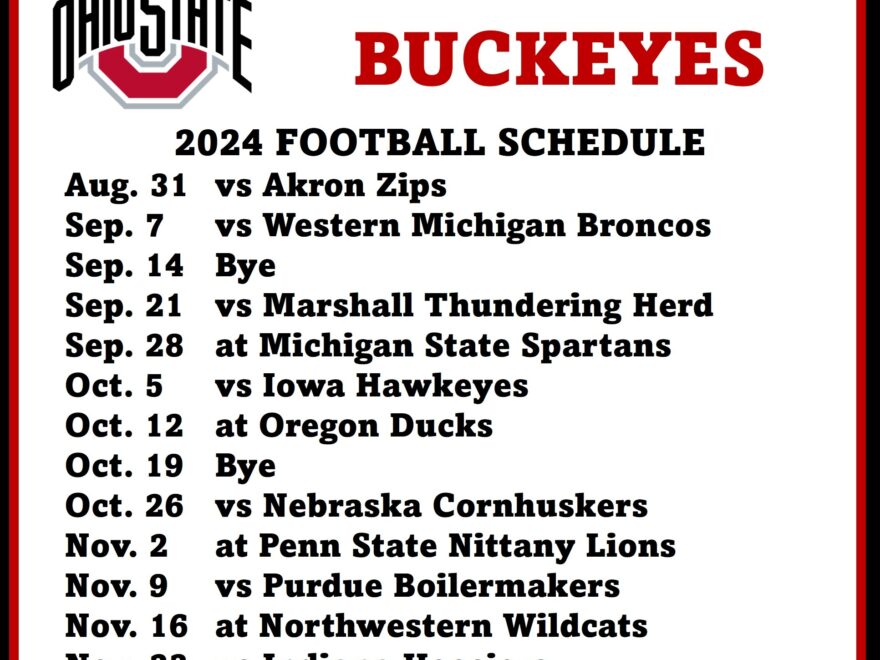 Print Your Own 2018 Ohio State Football Graphical Schedule Land Worksheets Library