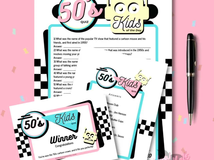 Printable 1950s Trivia Quiz Game Nostalgic Fun For Themed Parties Events Now That s Peachy