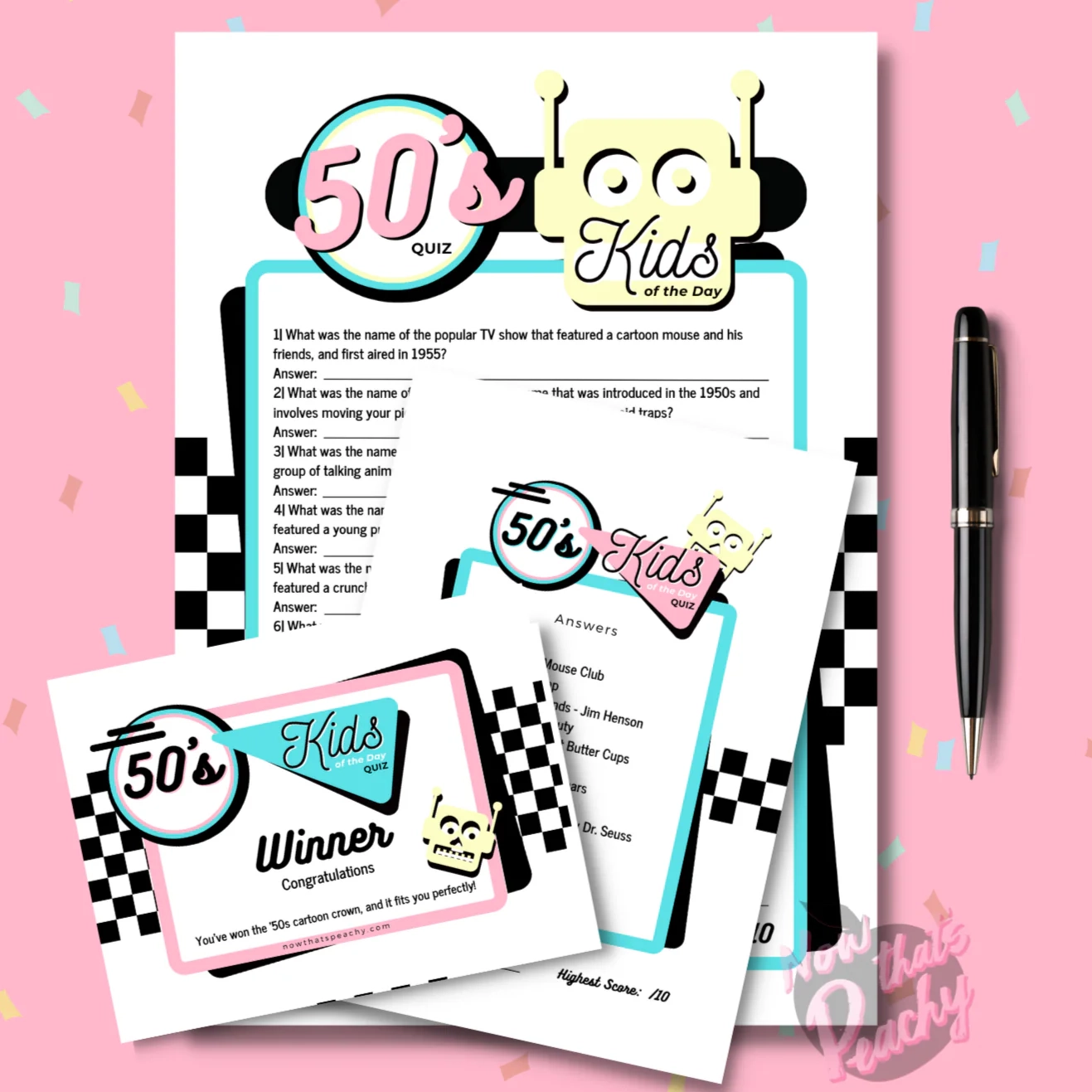 Printable 1950s Trivia Quiz Game Nostalgic Fun For Themed Parties Events Now That s Peachy