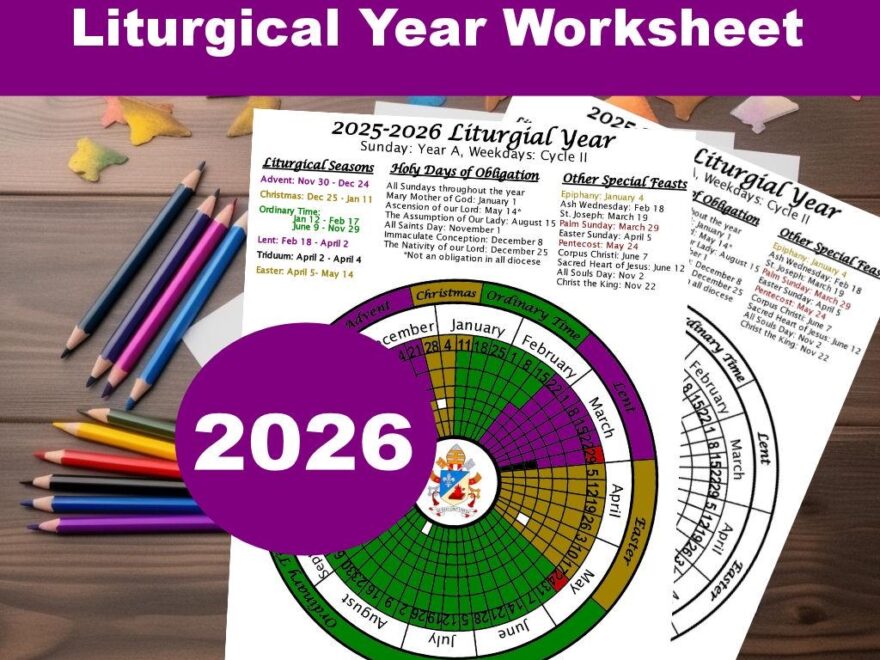 Printable 2026 Liturgical Calendar Downloadable Catholic Worksheet Etsy