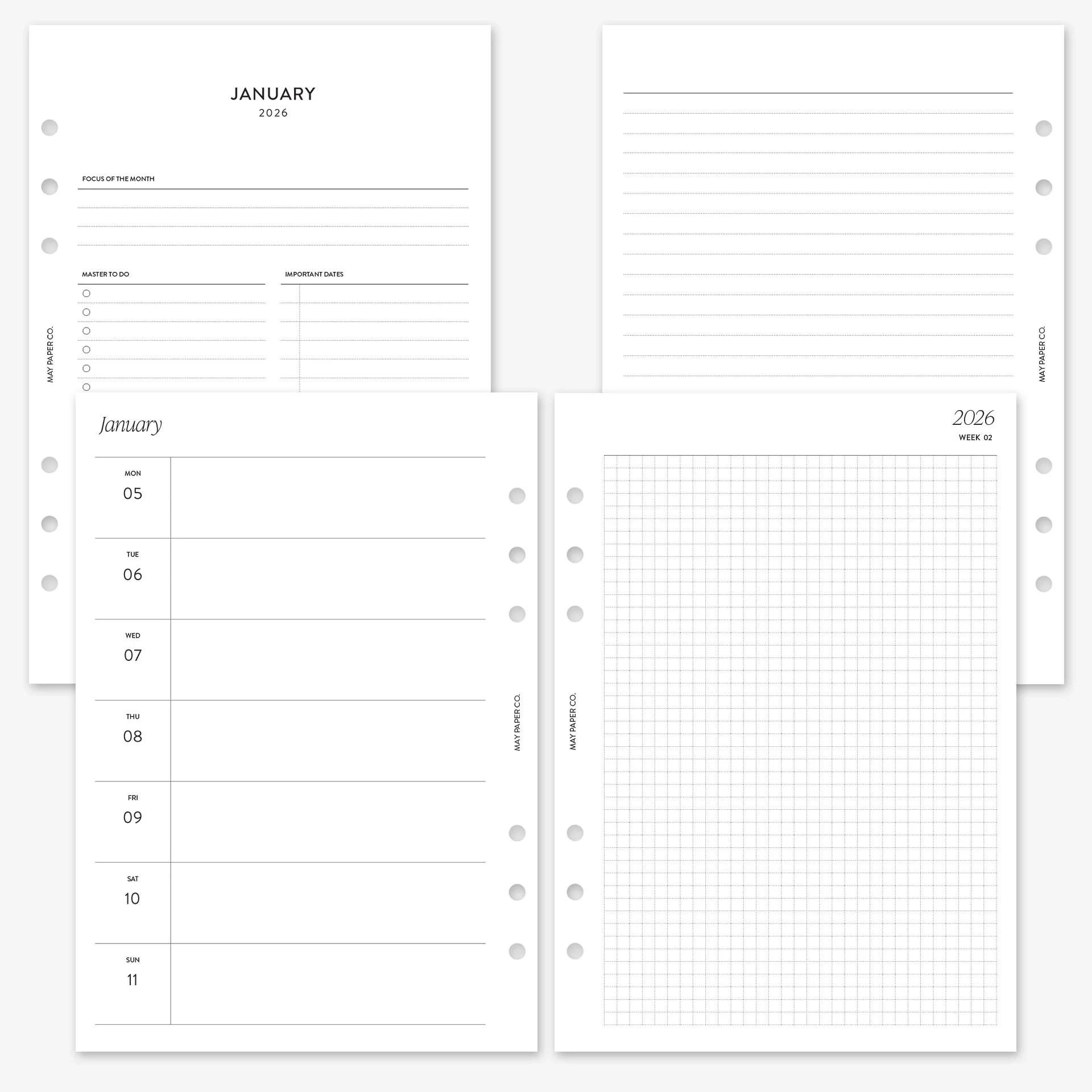 PRINTABLE 2026 WEEKLY WO2P With Grid MAY PAPER CO 
