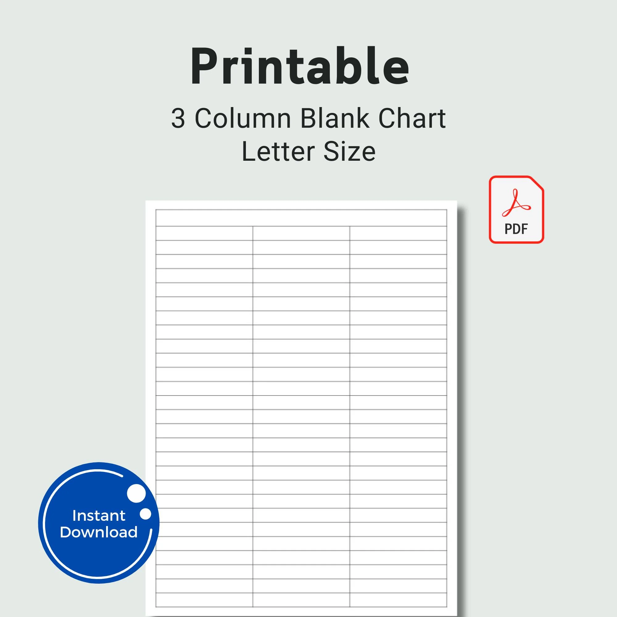 Printable 3 Column Chart With Lines
