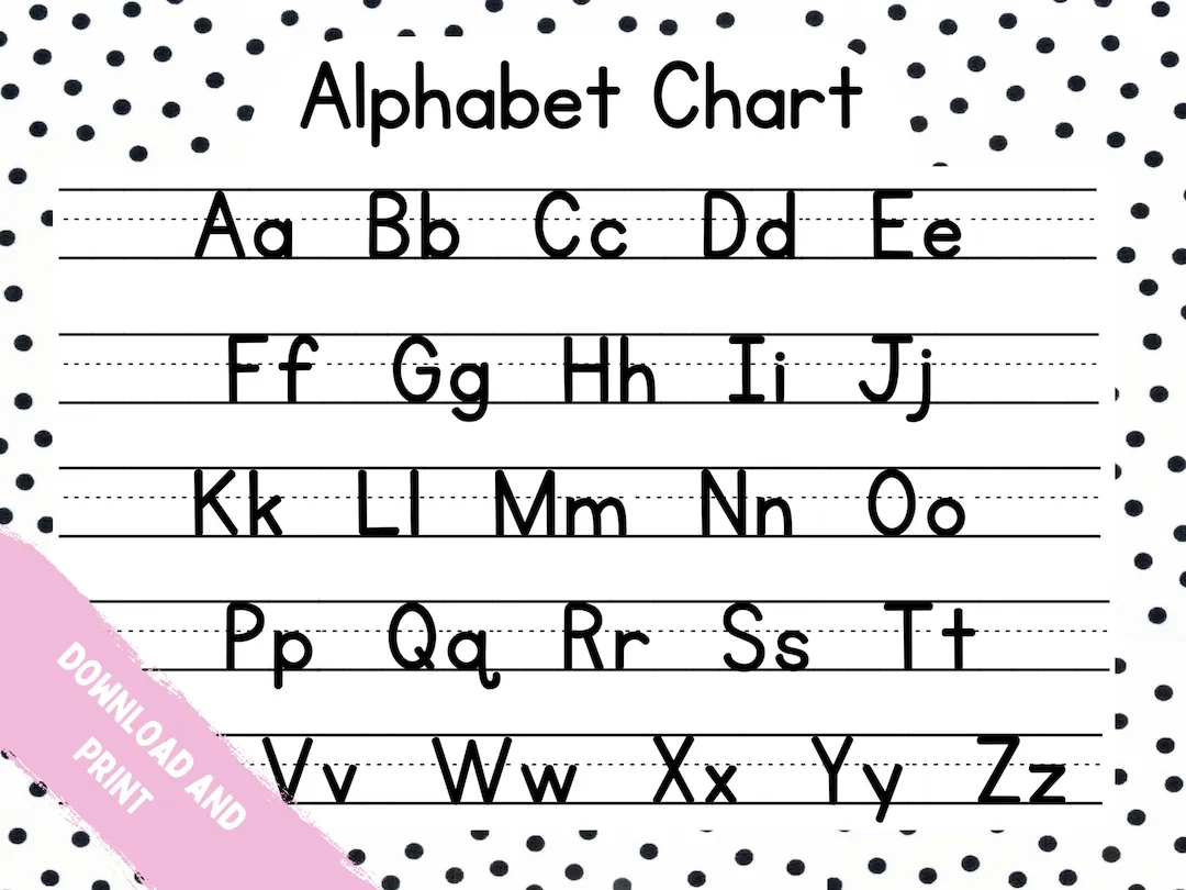 Printable ABC Chart Alphabet Chart Polka Dot Handwriting Chart Homeschool Resource Educational Instant Download PDF Print Etsy