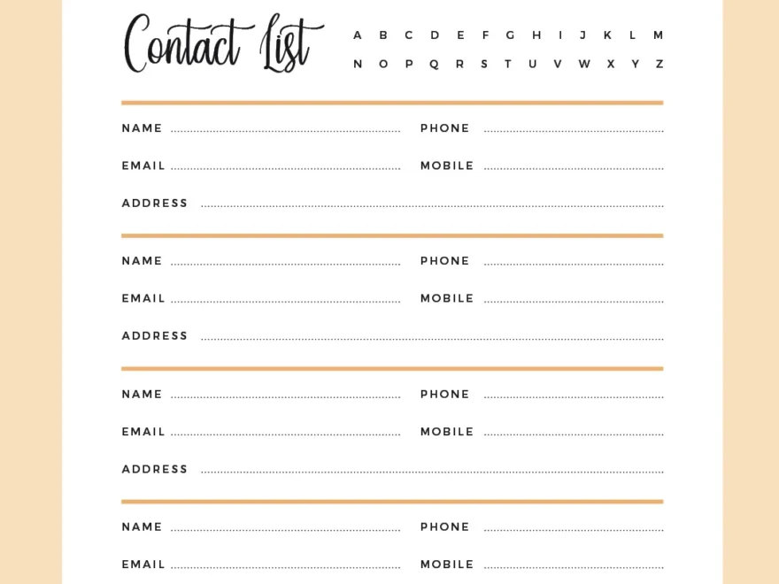 Printable Address Book US Letter And A4 Size PDF Instant Download Plan Print Land