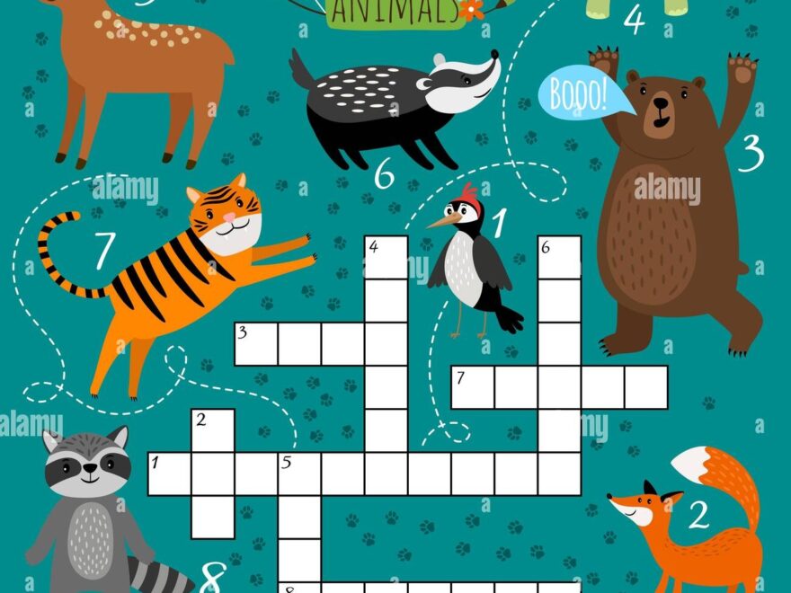 Printable Animal Crossword Preschool Puzzle Quiz Game Learning English Kids Brainteaser With Forest Animals Vector Illustration Stock Vector Image Art Alamy