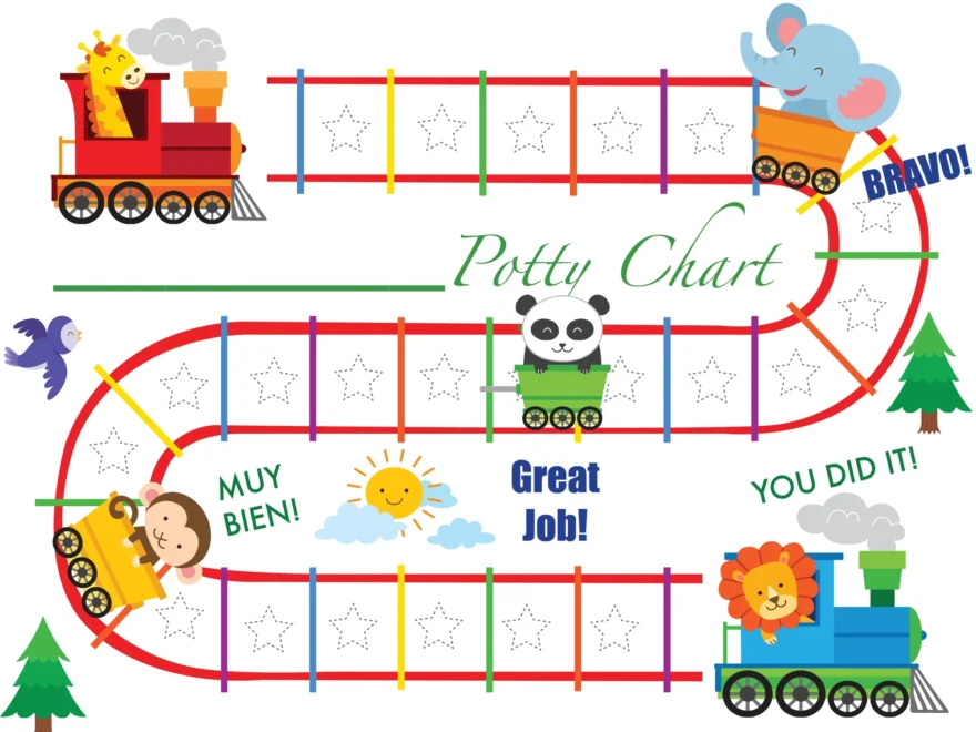 Printable Animal Train English Potty Training Reward Chart Download Mi LegaSi