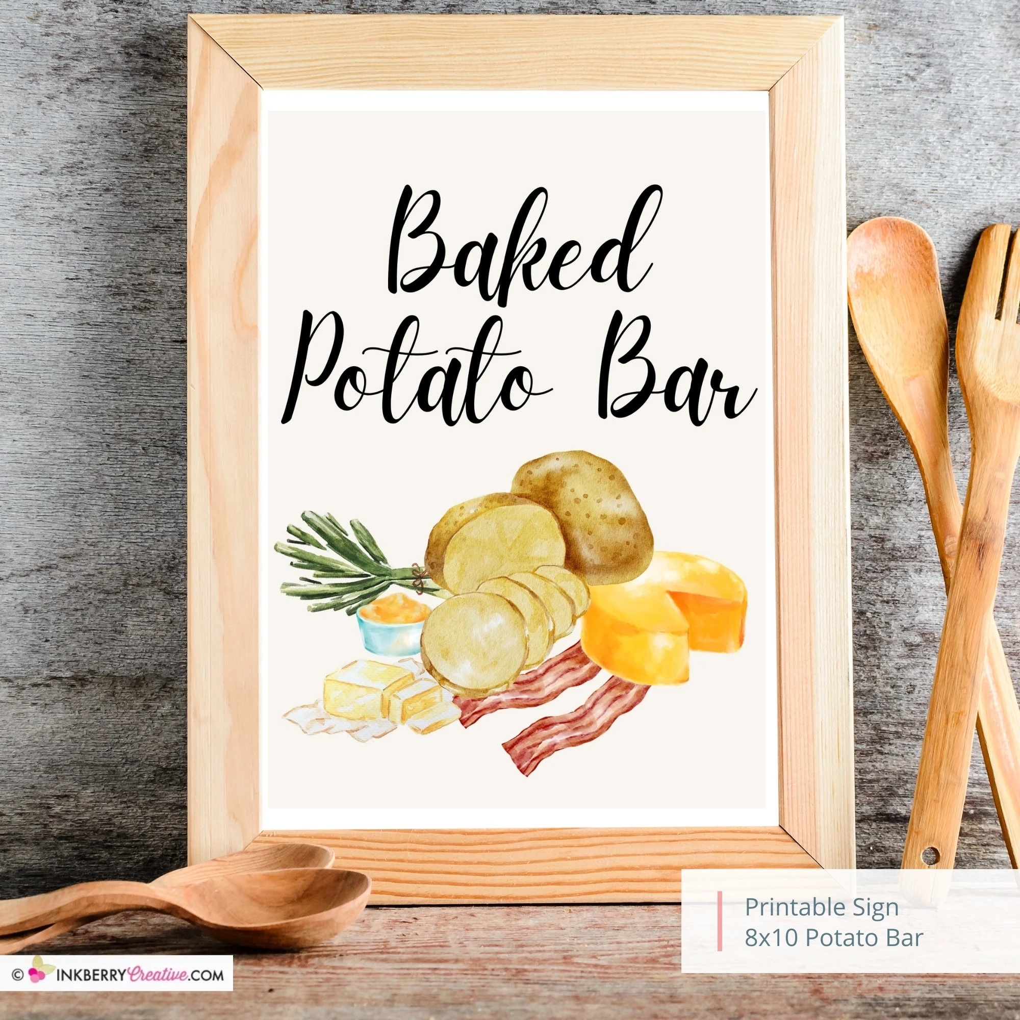 Baked Potato Sign With Ingredients Printable