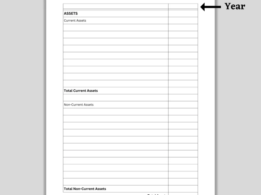 Printable Balance Sheet Template Financial Statement Assets Liabilities Equity Small Business Financial Report PDF A4 A5 US Letter Etsy