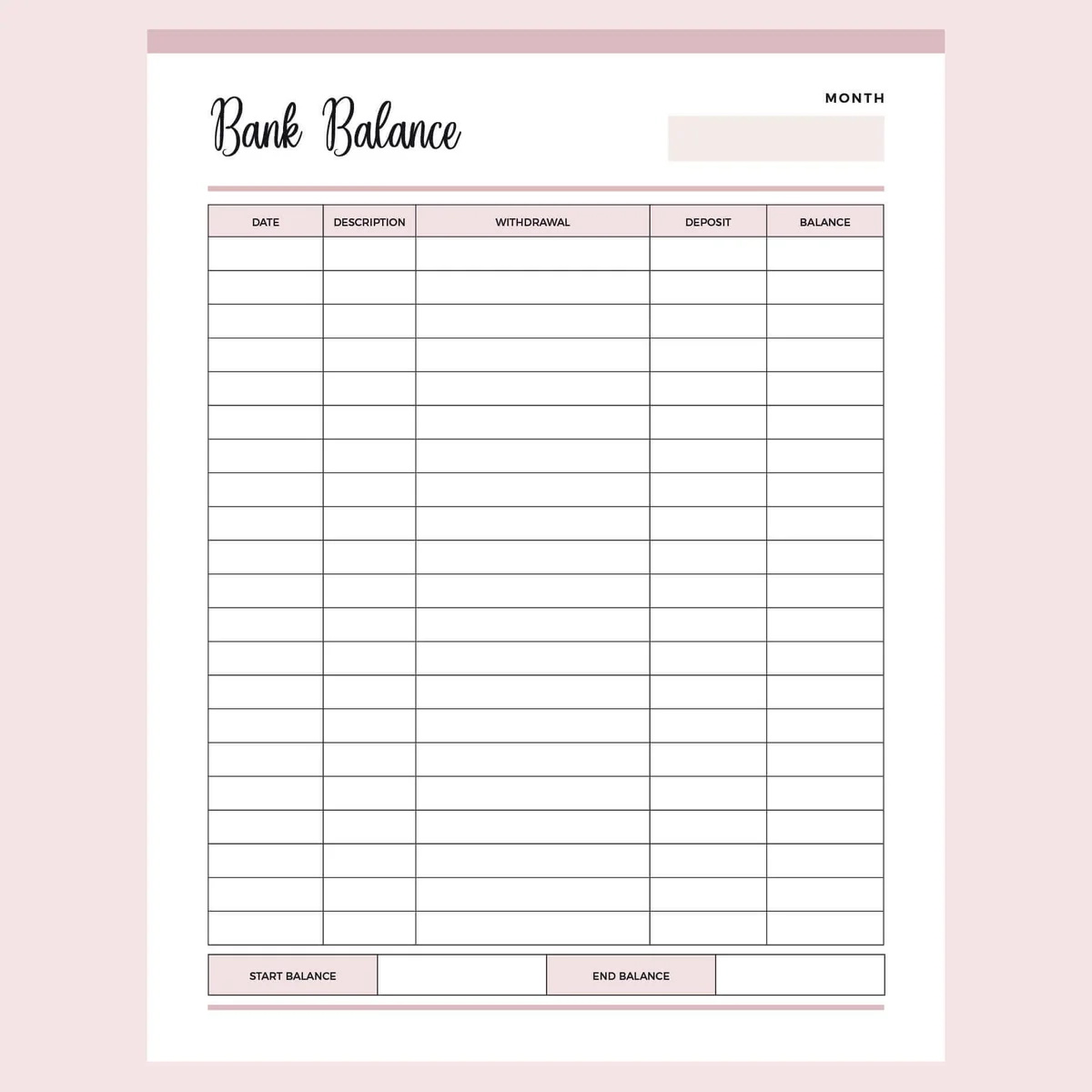 Printable Balance Sheet Template