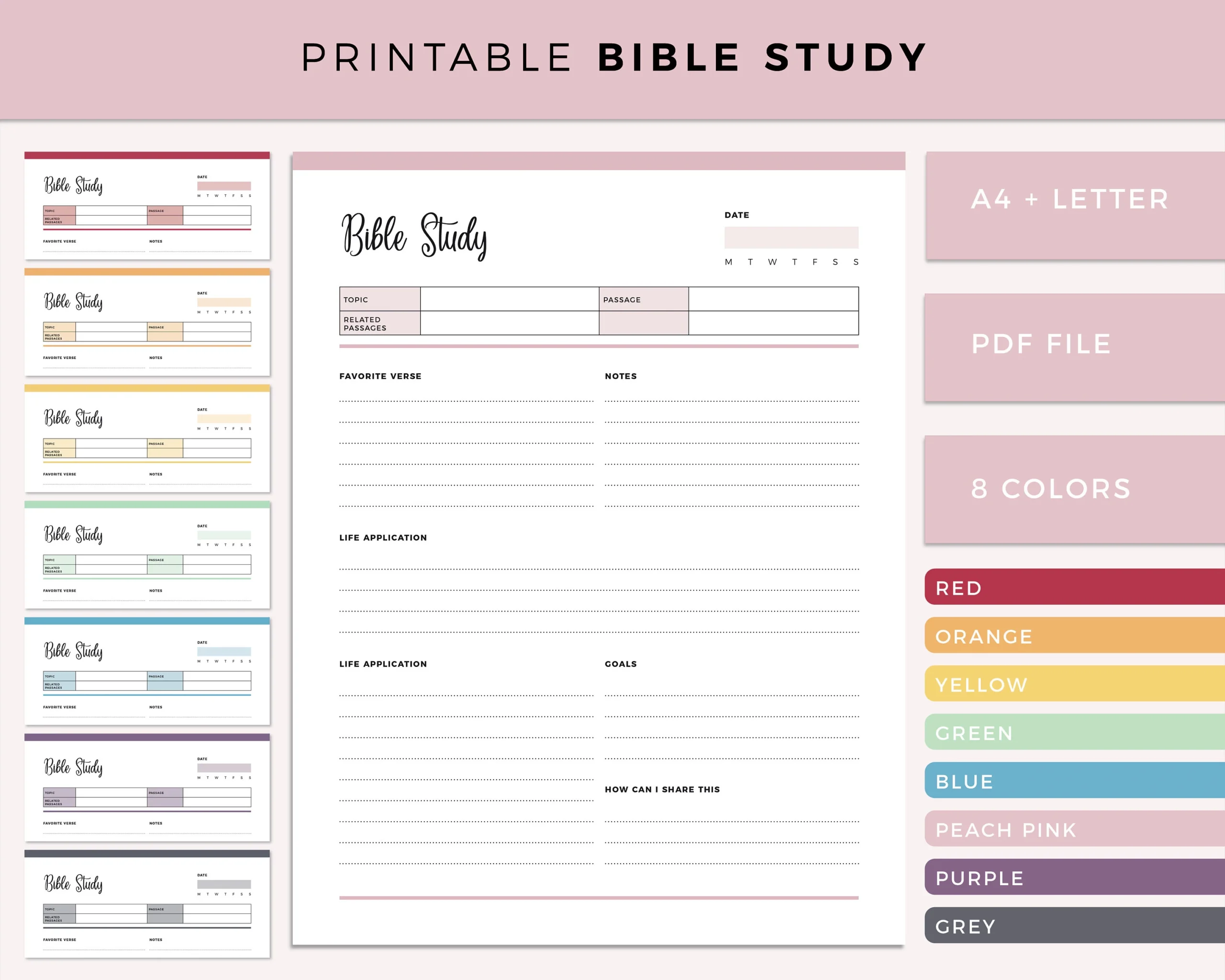 Printable Bible Study Planner Bible Journal Prayer Journal Faith Journal Bible Journaling Faith Binder Insert A4 And Letter Size Etsy
