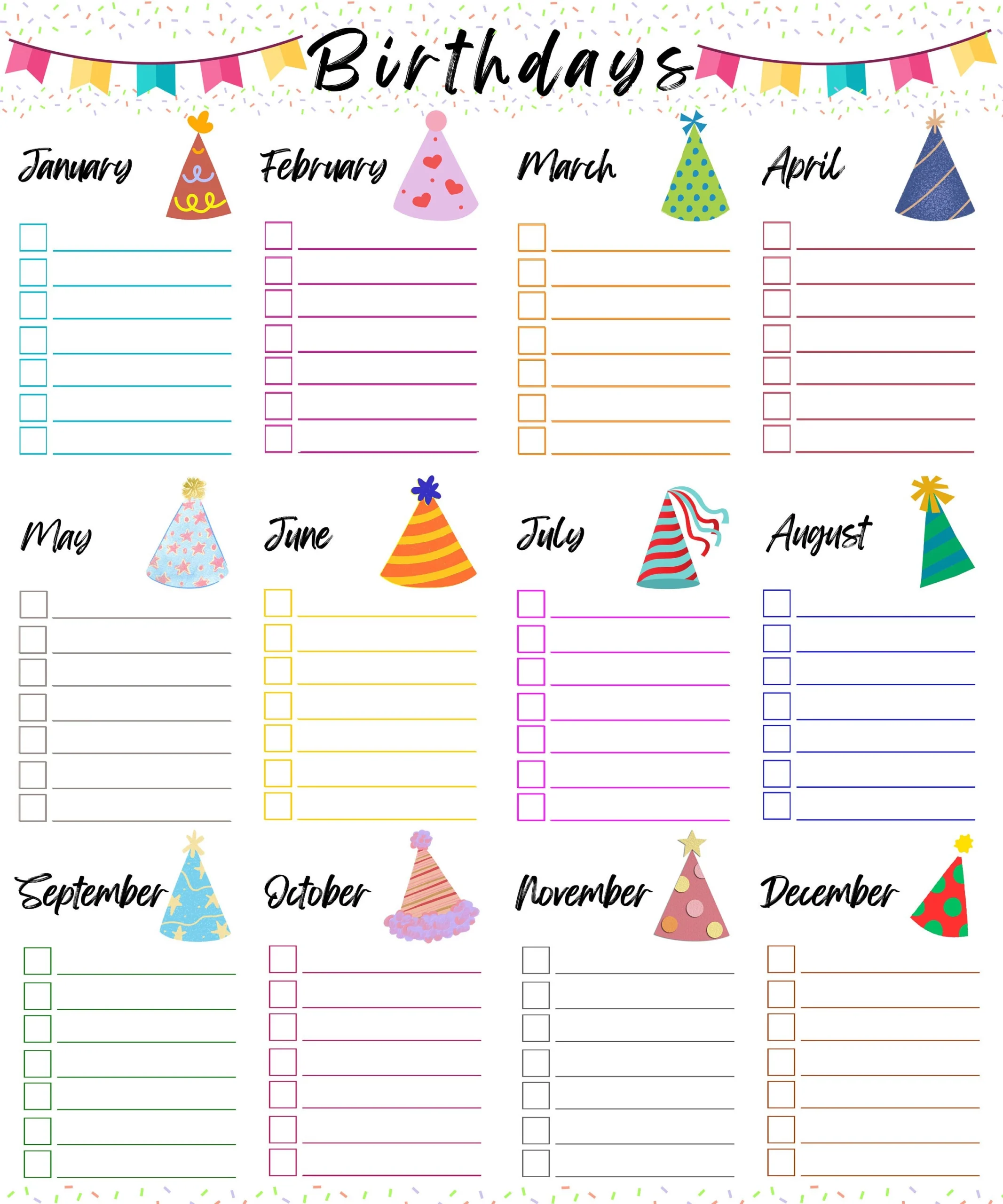 Printable Birthday Tracker Birthday List Organizer PDF Etsy