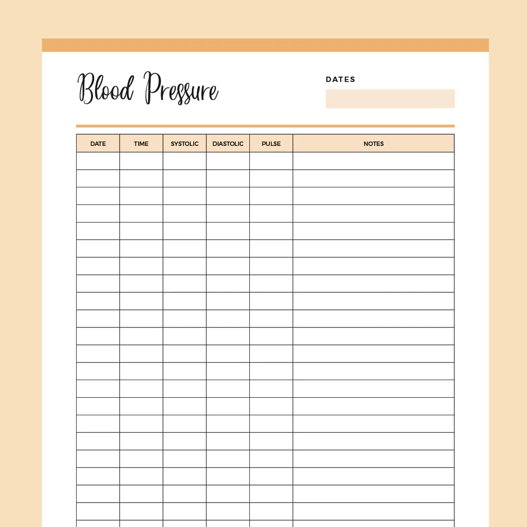 Printable High Blood Pressure Log Sheet