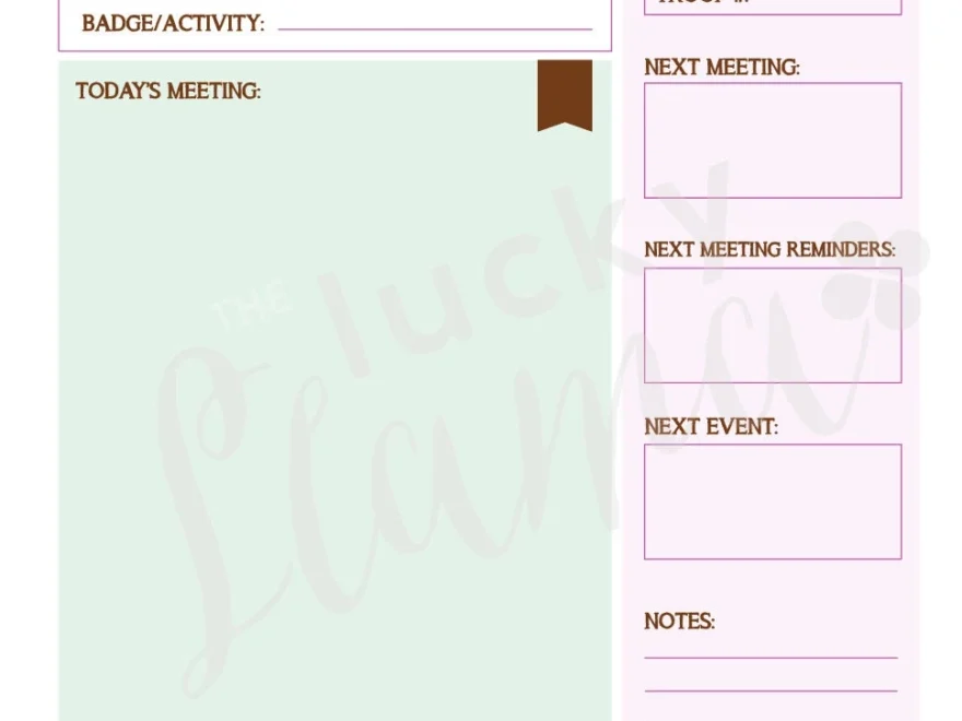 Printable Brownie Girl Scout Meeting Agenda editable And Non editable Version Included Etsy
