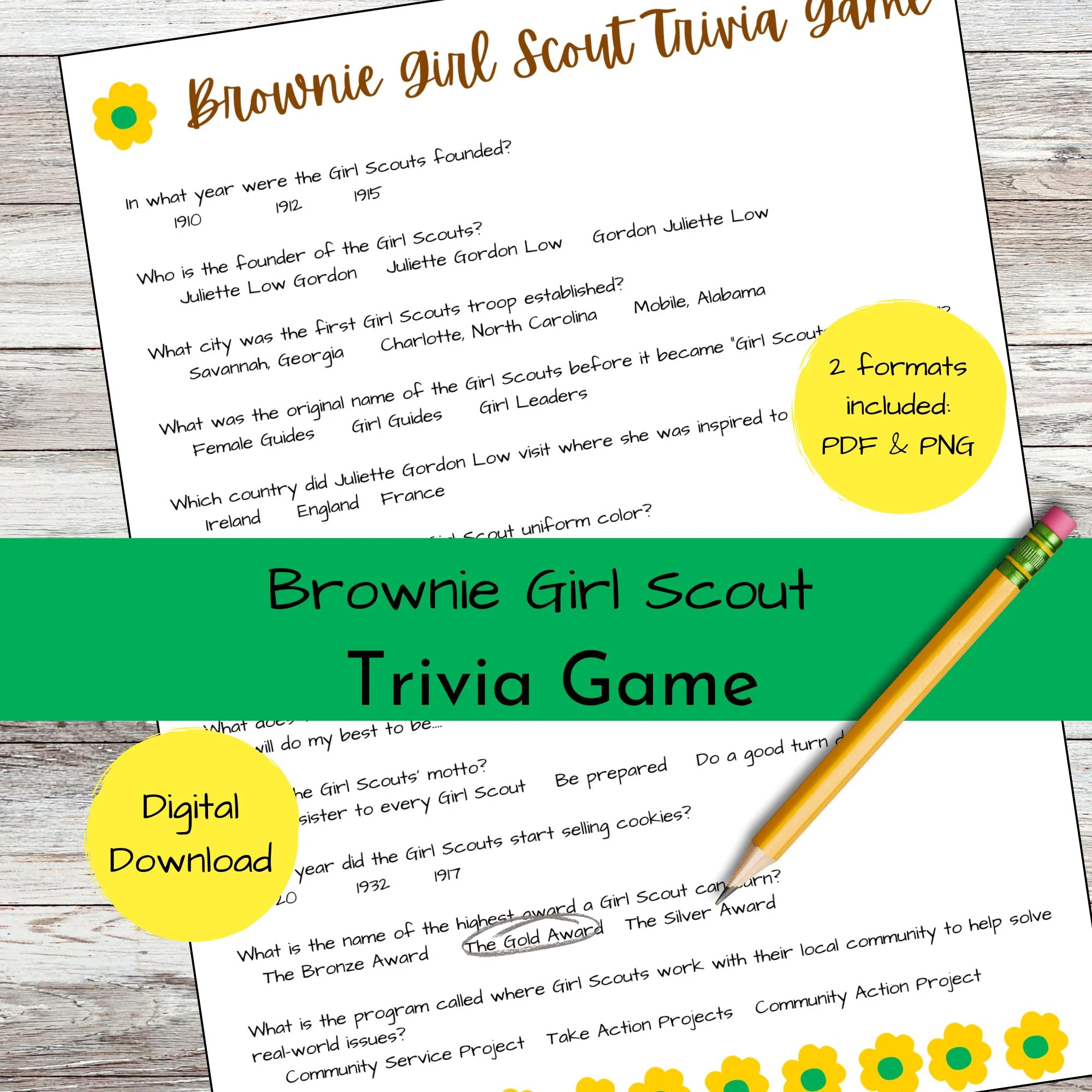 Printable Girl Scout Trivia