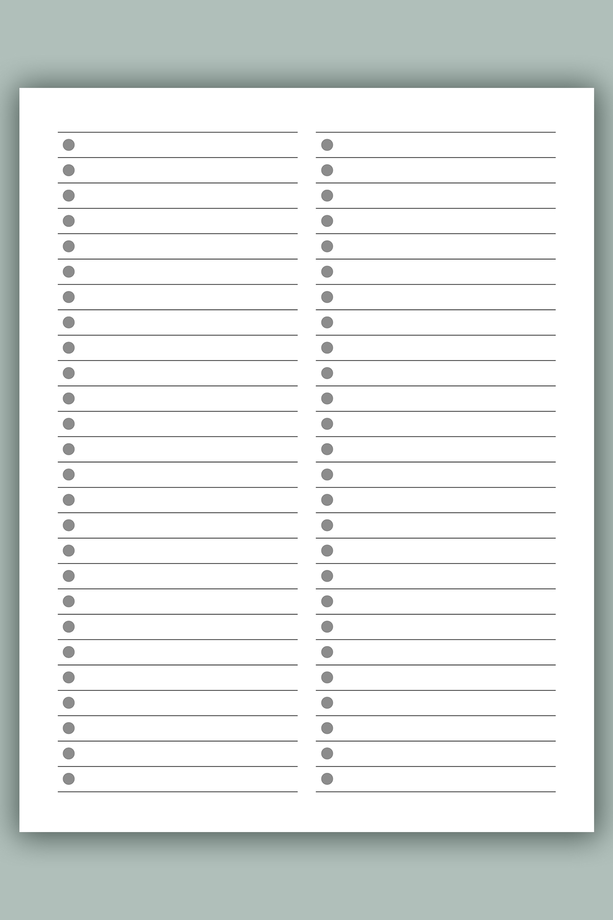 Printable bullet journal paper example to do list Mom Envy