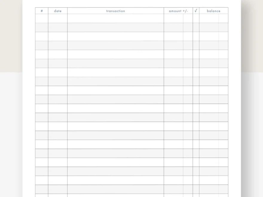 Printable Checkbook Register PDF File Prints On 8 1 2 X 11 Inch Paper Etsy