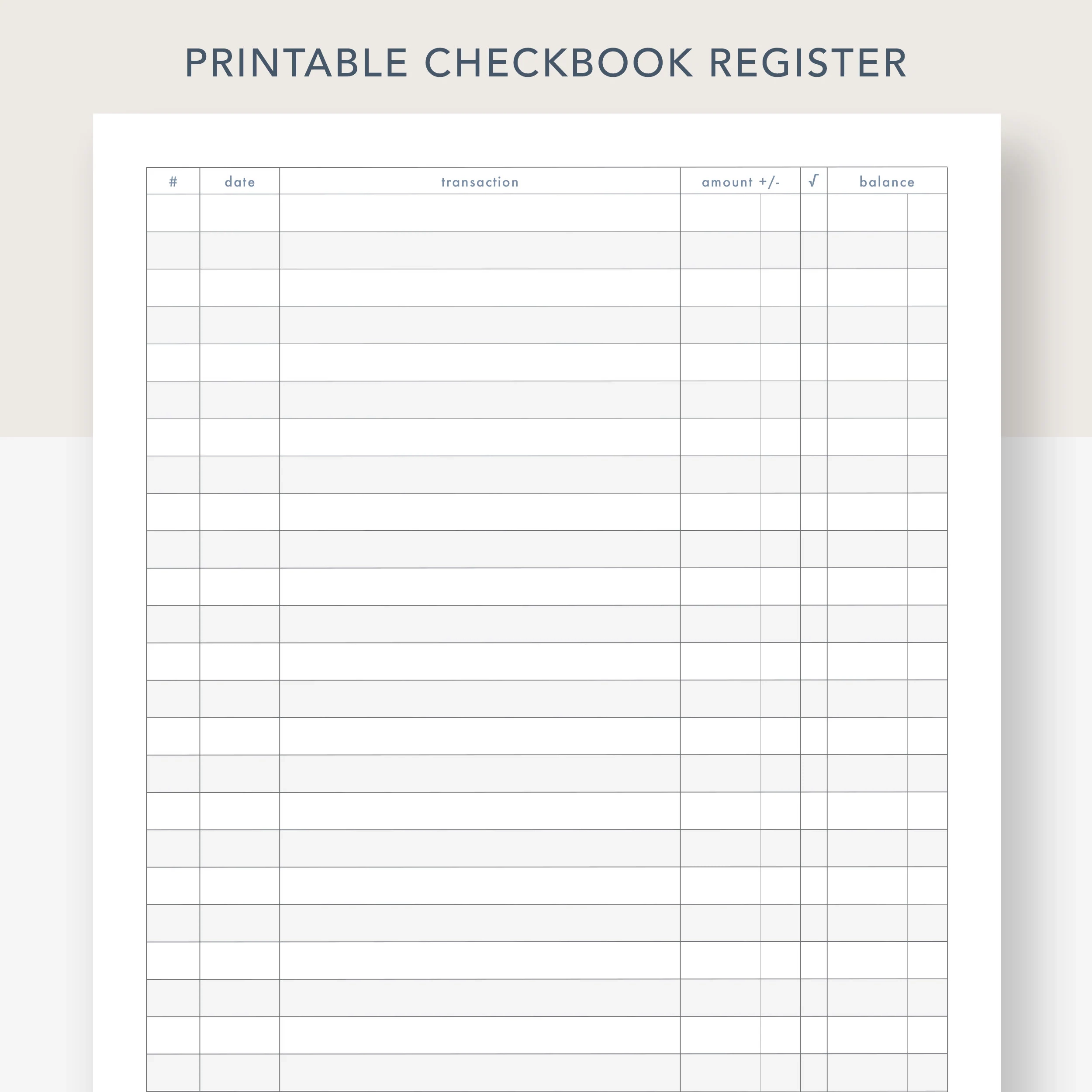 Printable Checkbook Register PDF File Prints On 8 1 2 X 11 Inch Paper Etsy
