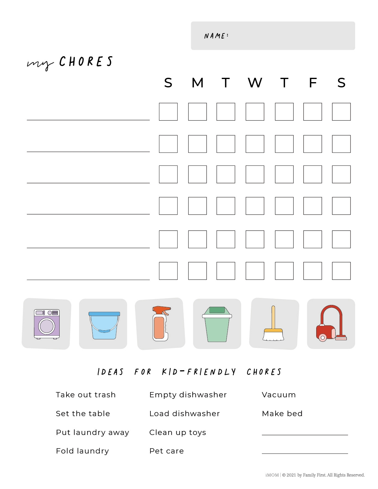Chore Chart Printable Chore Cards Printable