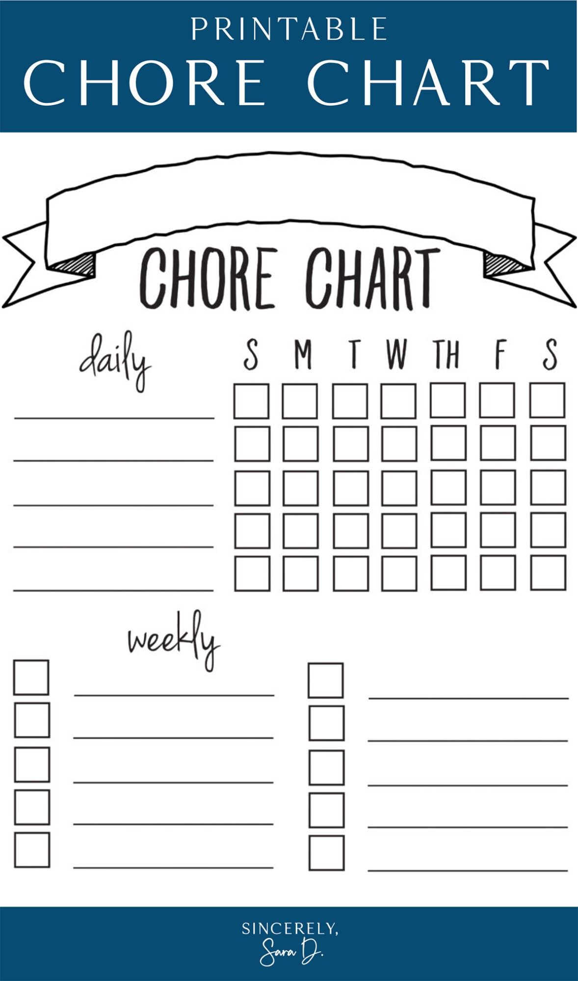 Kids Chore Chart Free Printable
