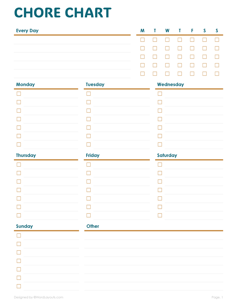 Printable Daily Charts Adults
