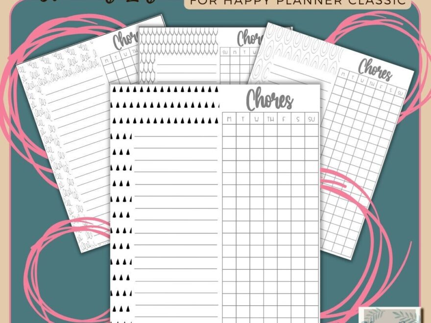 Printable Chores List Insert Happy Planner Classic 4 Designs Monday Or Sunday Start Weekly Checklist Etsy