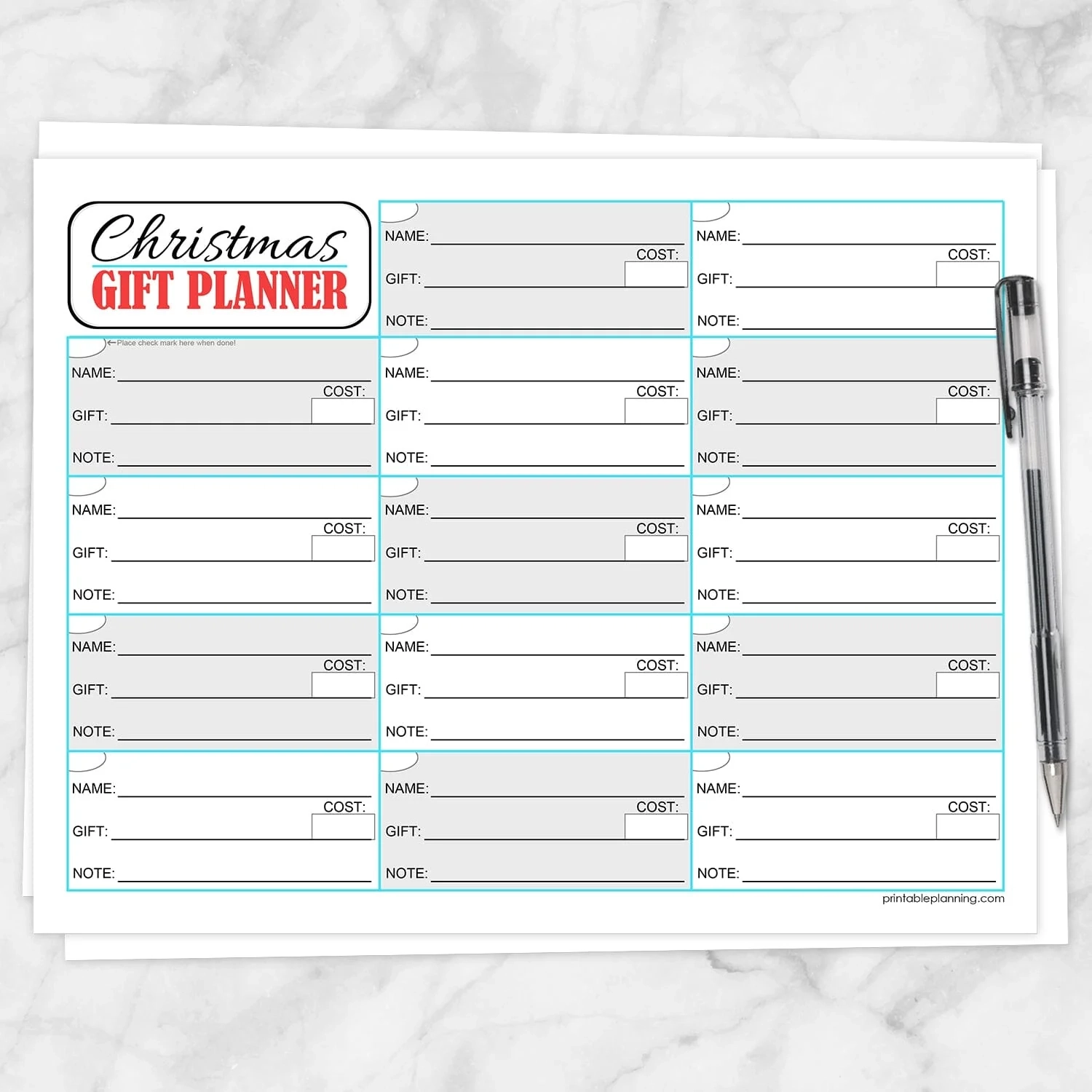 Printable Christmas Gift Planning List Holiday Organizer Printable Planning