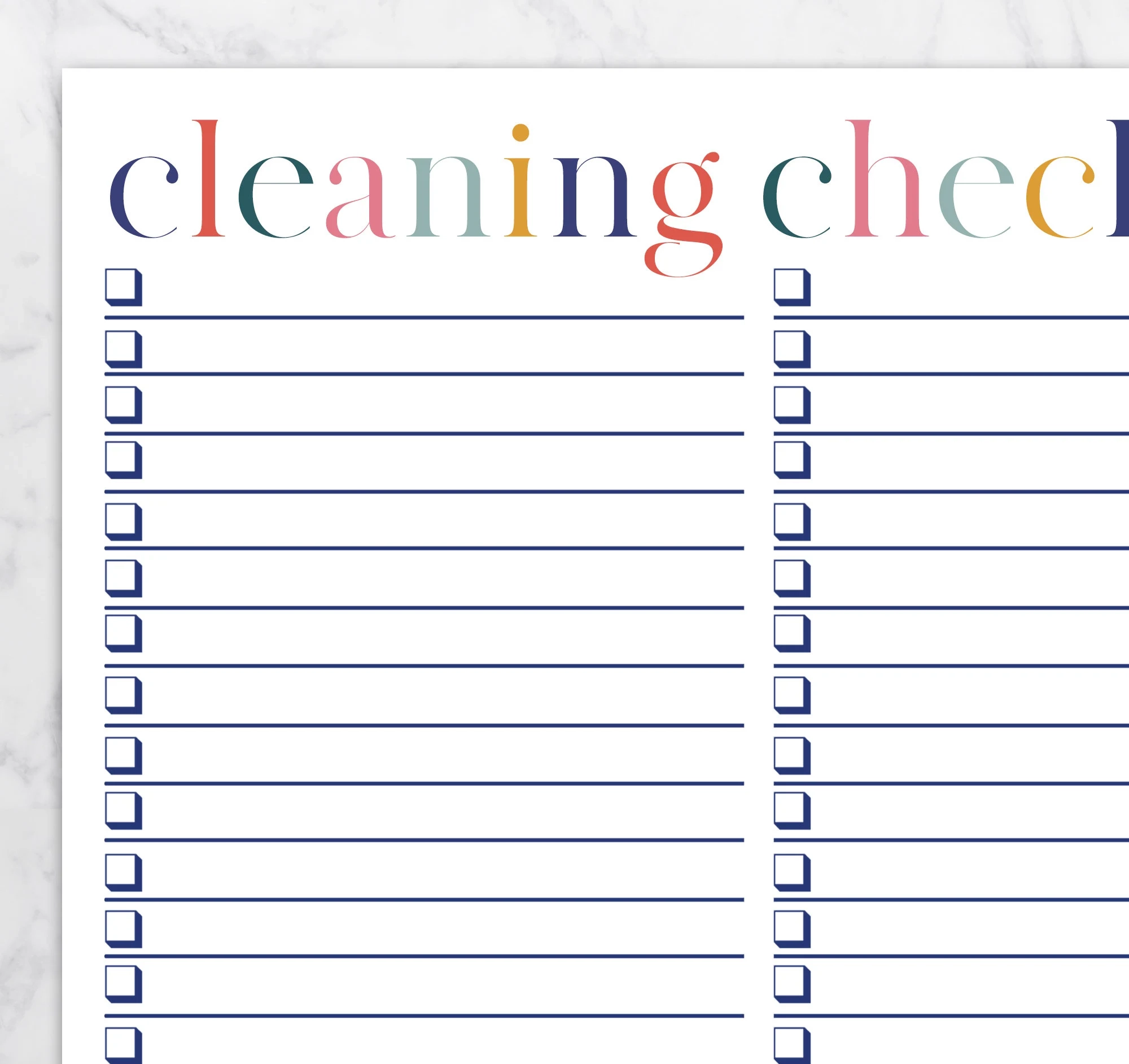 Printable Cleaning Checklist Blank List With Check Boxes Cleaning Schedule Cleaning Planner Weekly Cleaning List Checklist Etsy